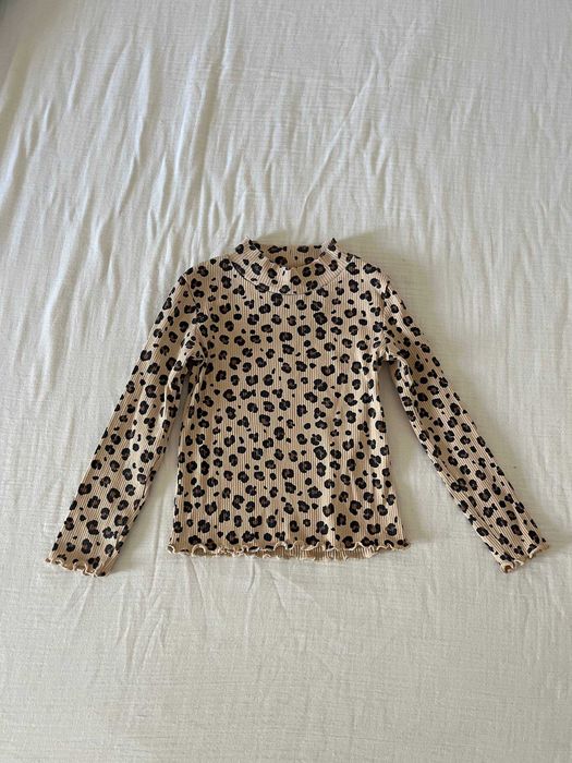 Camisola Kiabi de gola alta canelada com padrão leopardo, 3 anos