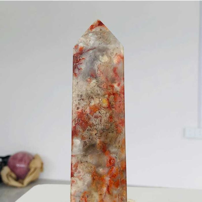 Obelisco cristal grande de ágata e quartz de Moçambique