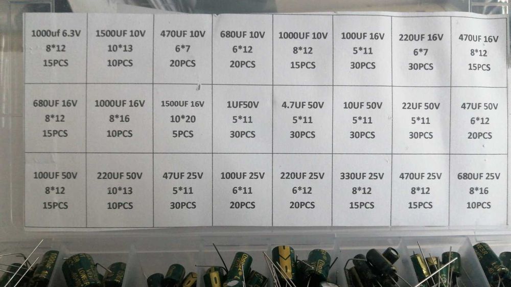 набор электролитических конденсаторов 225-625 штук