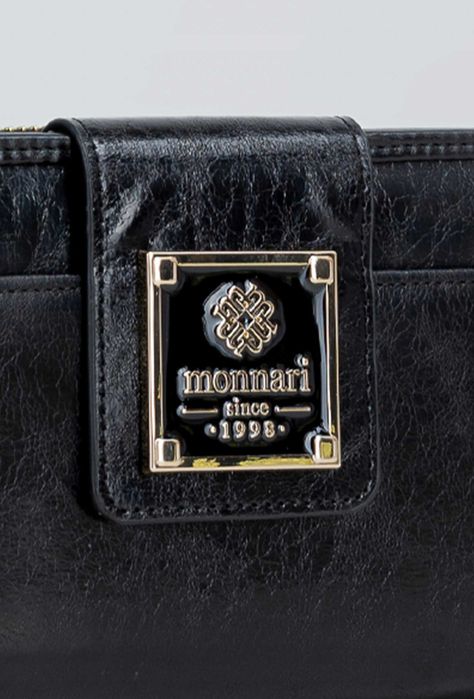 MONNARI Portfel Damski Skórzany Czarny Klasyczny Na Prezent Dokumenty