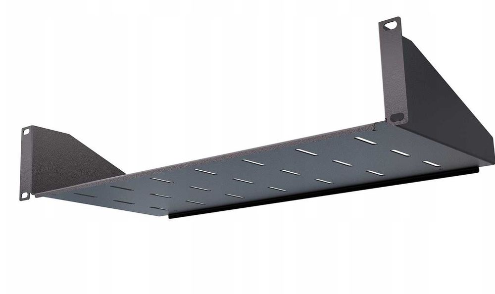 Półka RACK Eco stała czarna 19" 2U 220 mm Perforowana jakość StalFlex