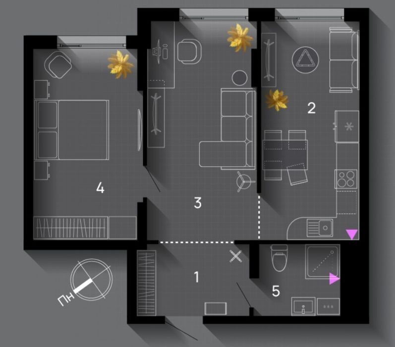 Сонячна двокімнатна квартира   біля самого центру