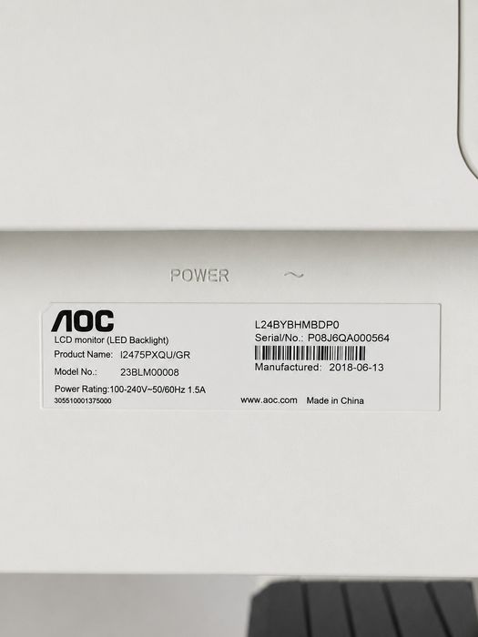 Monitor AOC I2475PXQU/GR 23.8" IPS Full HD Pivot HDMI DisplayPort