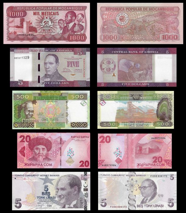 Lote de 25 Notas Mundiais Diferentes L9 - Novas UNC 25 Paises diferentes