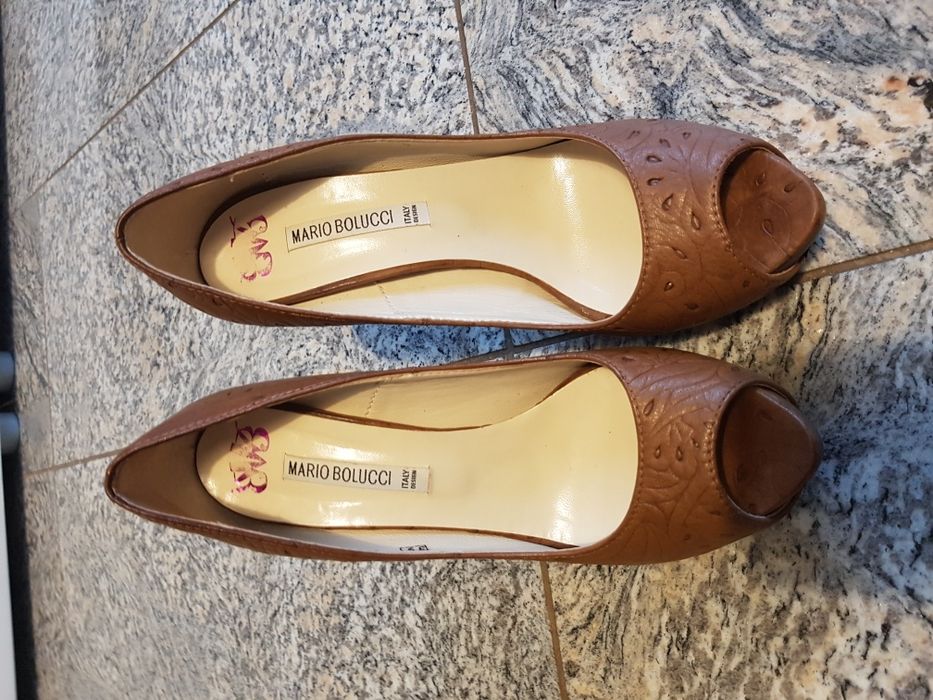 Półbuty szpilki skórzane