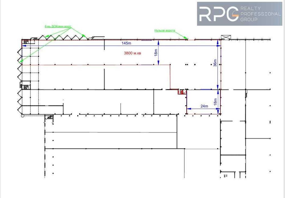 БЕЗ% СКЛАД 3800 м² Бровари рампа нульові ворота стелі 5.8м +офіс