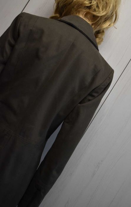 Płaszcz M L 38 przejściowy do kolan dyplomatka prosty elegancki długi