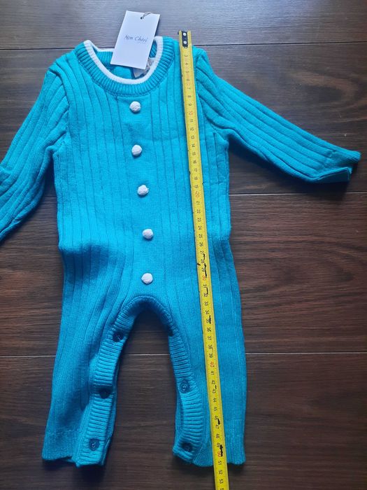 Новый теплый демисезонный вязаный человечек и шапочка, 6-9 мес./ 68-74