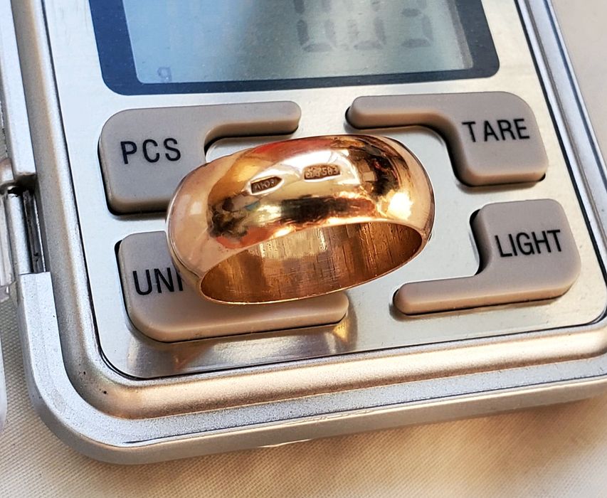 Кольцо с пробой в золотом цвете 583 золота периода ссср