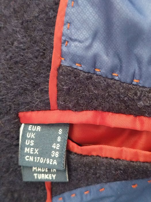 Nowy granatowy płaszcz z wełną Cortefiel S 36