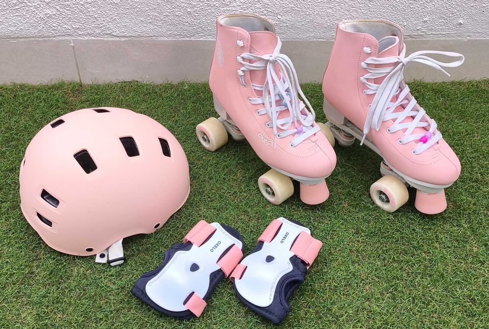 Patins 4 rodas rosa