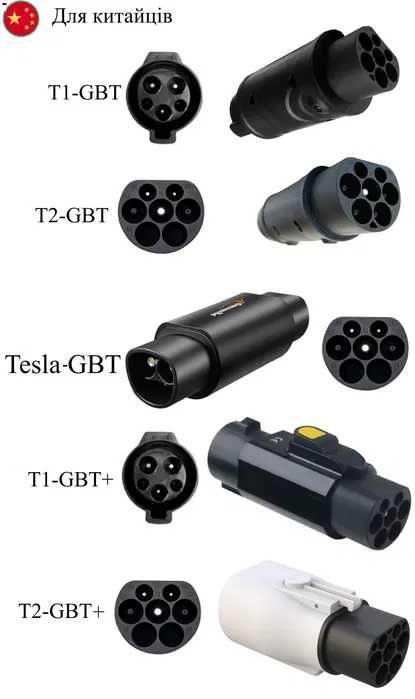 Перехідник адаптерTesla - CCS2 COMBO+type 2   Type1 -Type2 -GBT- Tesla