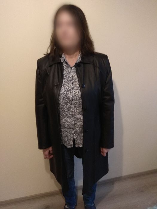 Skóra, elegancki płaszcz skórzany.