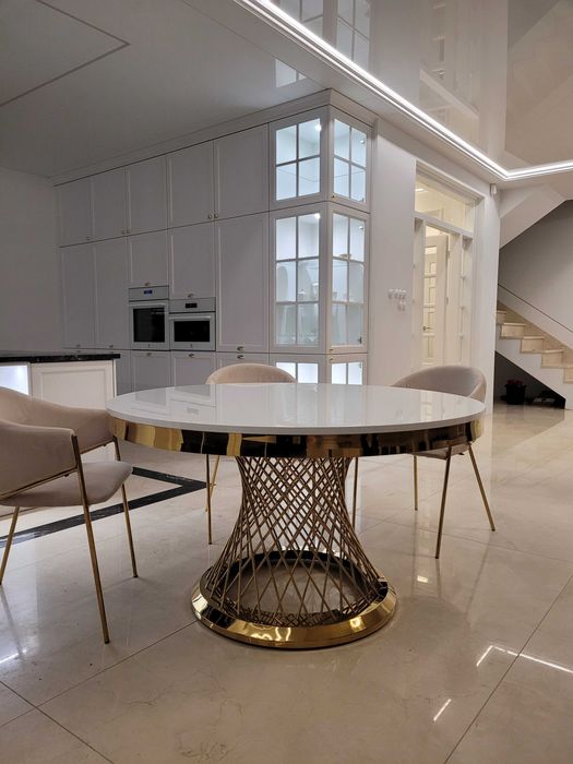 Złoty Stół Glamour, Stół okrągły, AKANT Meble