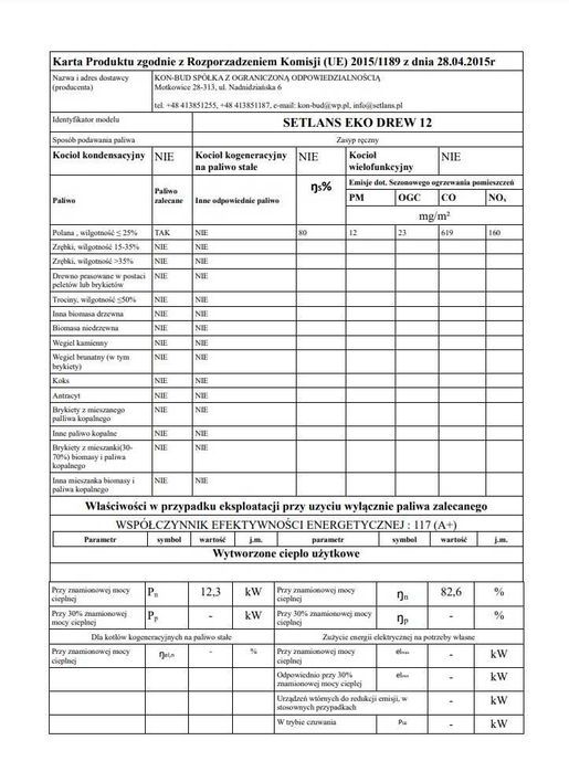 Kocioł Setlans Eko Drew 12kW zgazowujący drewno