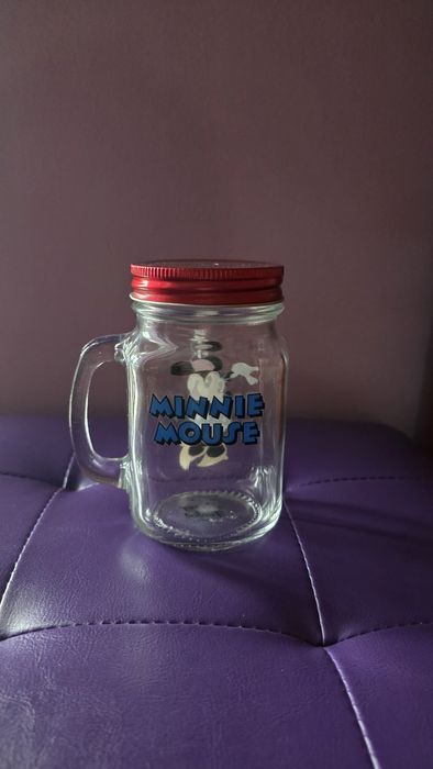 Copo vidro com tampa - Minnie Mouse