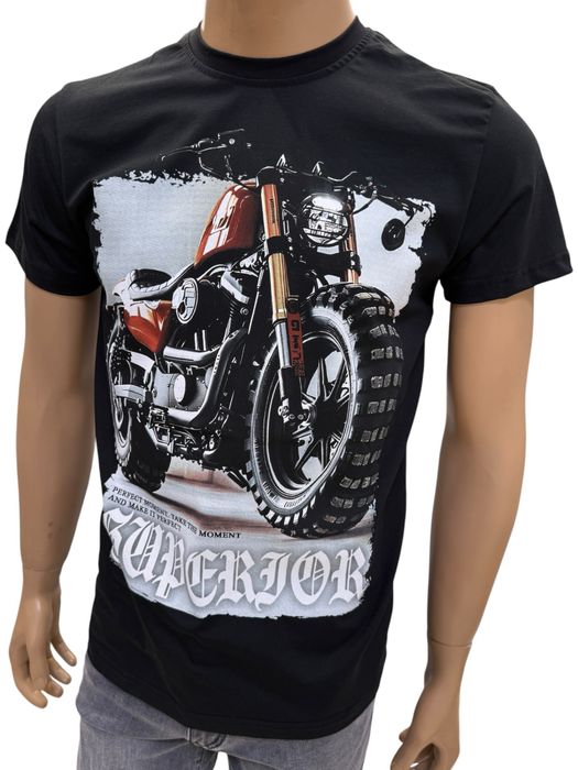 Koszulka t-shirt z nadrukiem motocykl M L XL XXL