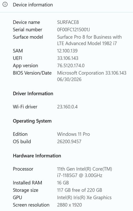 Microsoft Surface Pro 8 LTE / 16 GB RAM / 256 GB SSD / Windows 11 | Батарея 17 циклов!