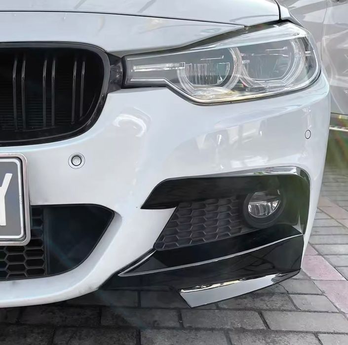 Накладки на передний бампер BMW F30 жабры усы обвес БМВ Ф30 зябра