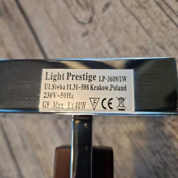 Kinkiet Lampa Drewno Stal Chromowana G9 Light Prestige