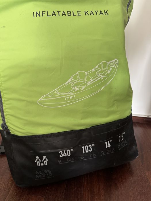 Kayak insuflável 2 lugares + Pagaias e Bomba