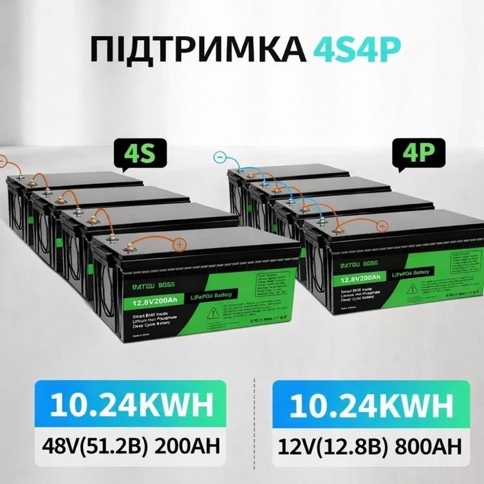 Акумулятор 200Ah 12V Bms Lifepo4 DatouBoss залізо-фосфатний батарея