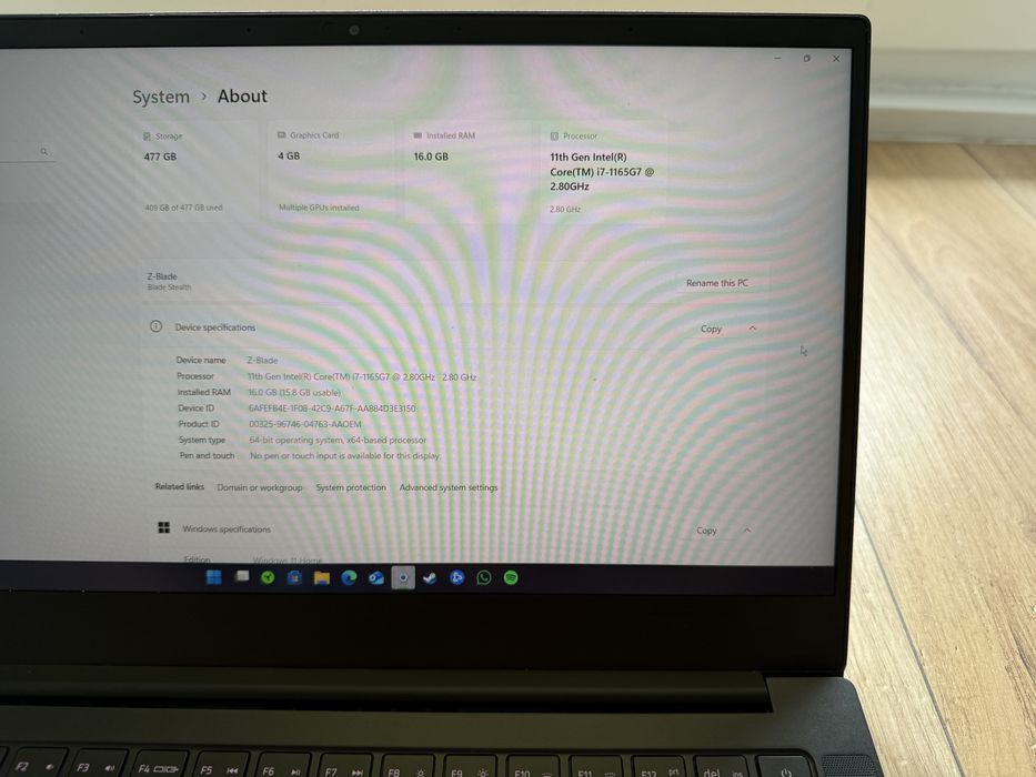 Razer Stealth 13” intel 11gen, 120hz,rtx 1650ti, 16 GB idealny!