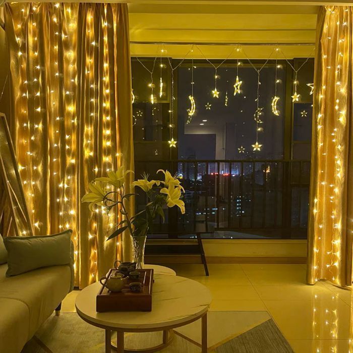 Lampki Kurtyna Świetlna 300Led Biały Ciepły