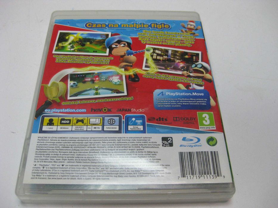 Gra na PS3 PlayStation 3 Łap Małpy polska  wersja