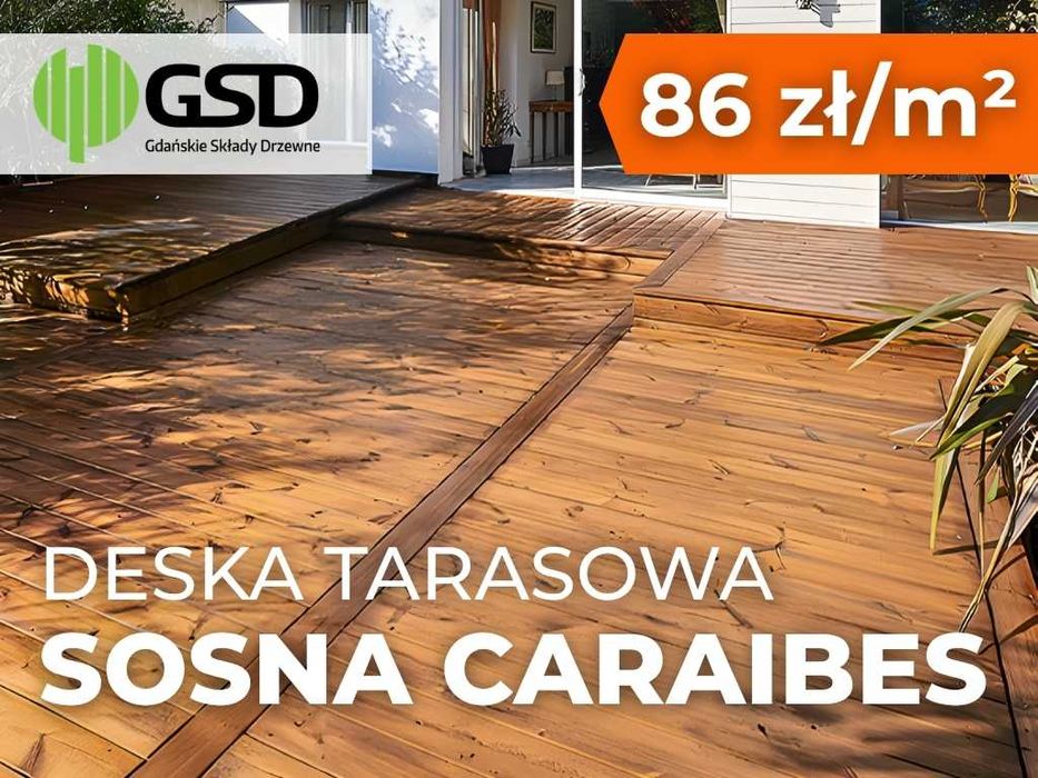 Deska tarasowa CARAIBES impreg. brąz SOSNA 28 x 120 x 4000 mm OBNIŻKA