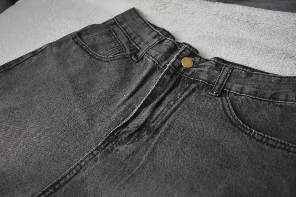 Jeansy Damskie Szare z przetarciami rozszerzane elastyczne r. M