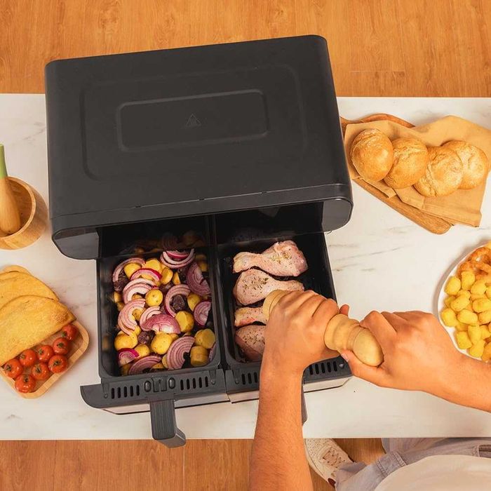 Beztłuszczowa Frytkownica VOKSAR G11 XXL PODWÓJNA 2400W +PRZEPISY