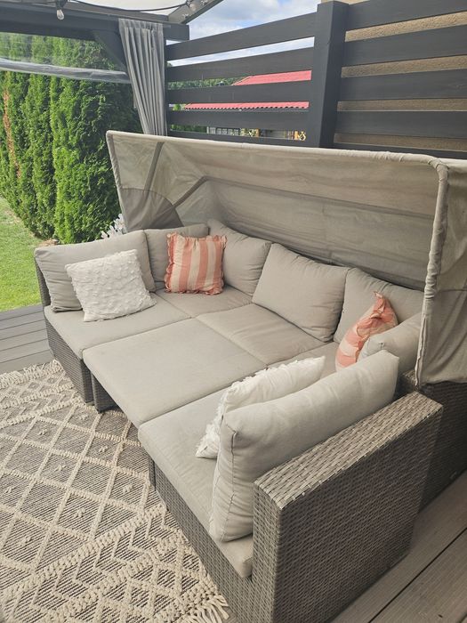 Komplet mebli ogrodowych / tarasowych – sofa + 2 fotele + stolik