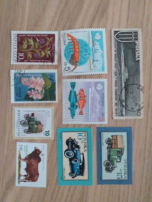 Znaczki Polska, USRR, Węgry, Ukraina