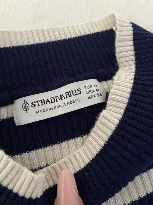 Sweter w paski prążek , półgolf, bawełniana bluzka m