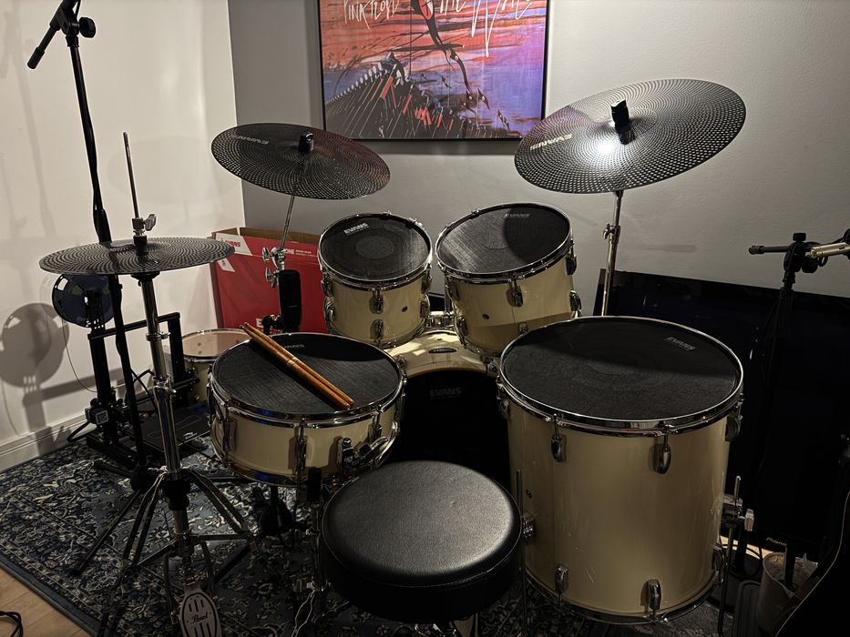Perkusja Pearl Vision + Ciche Evans dB One + zwykły set, cały hardware