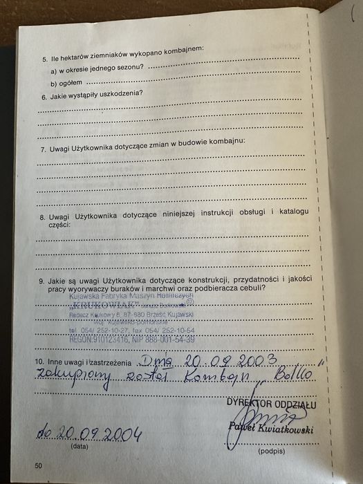 Kombajn do ziemniaków bolko 2004rok