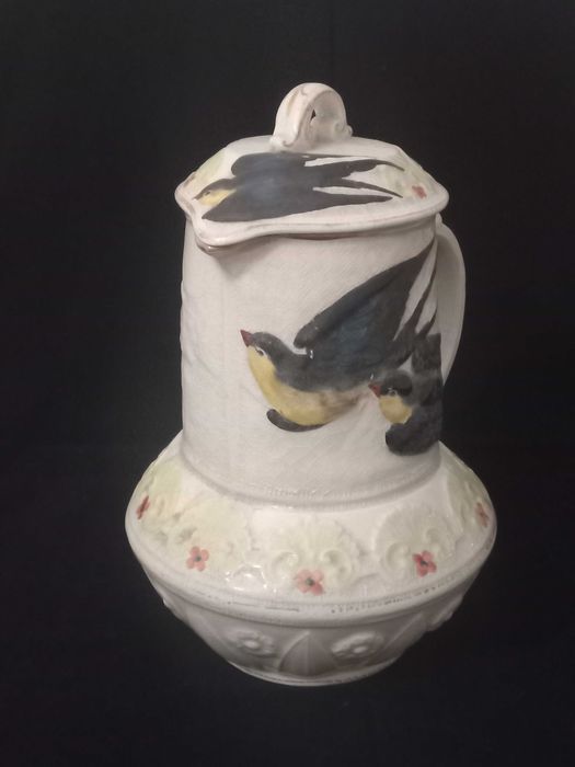 Jarro com Tampa em Faiança Antiga (33)