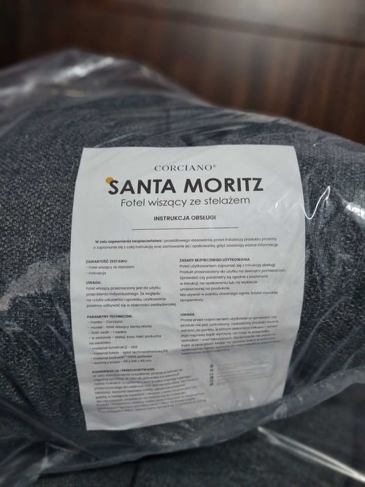 Fotel wiszący kokon Santa Moritz antracytowy Corciano