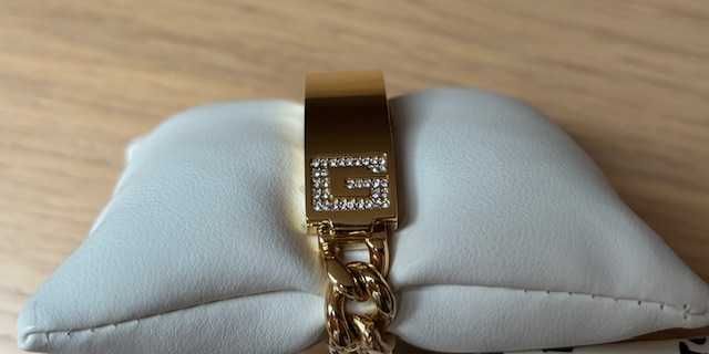 Relógio Pulseira Guess Vintage "G Locket" – Dourado & Cristais – NOVO
