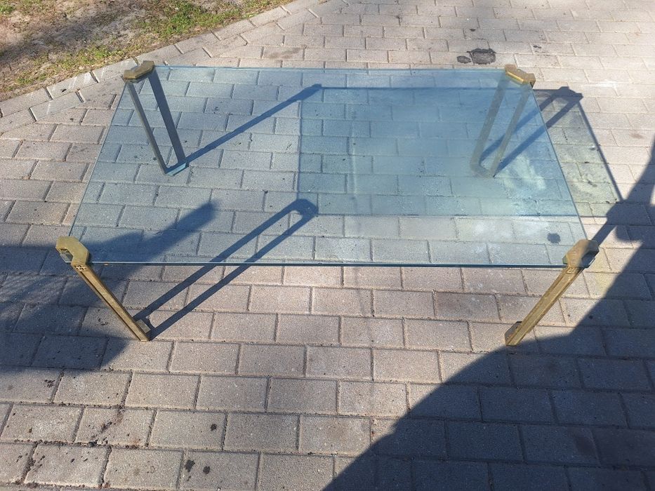 Ława stolik kawowy szkło mosiądz