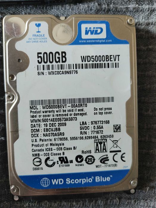 Hdd WD 500 gb wd для ноутбука