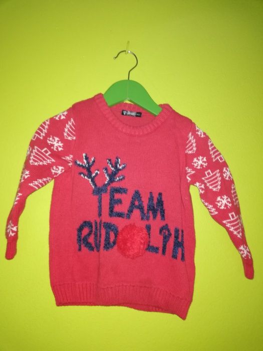 very mini SWETER AKRYLOWY ŚWIĘTA 98 rudolf pompon