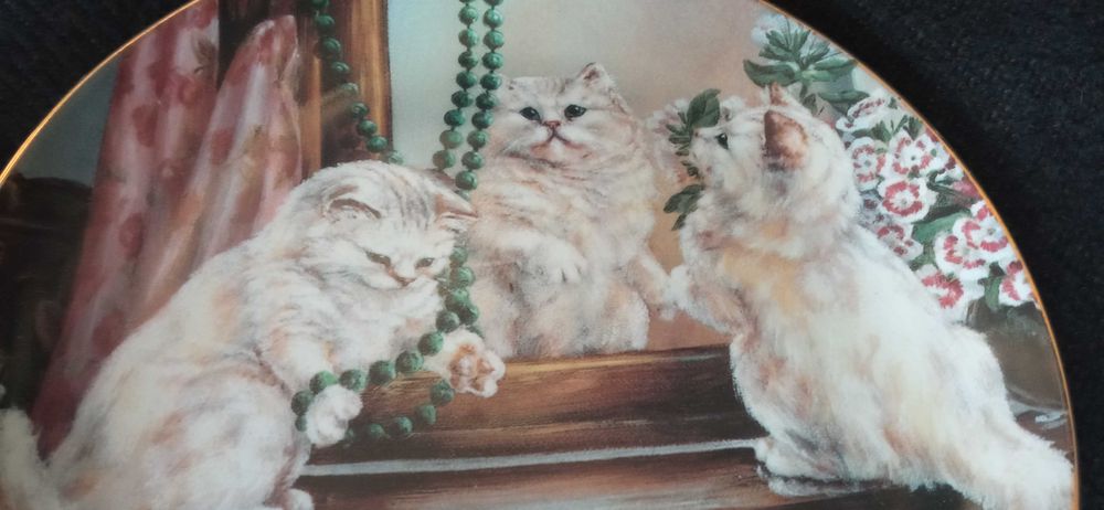 Talerz dekoracyjny z motywem kotów PREZENT DLA KOCIARY