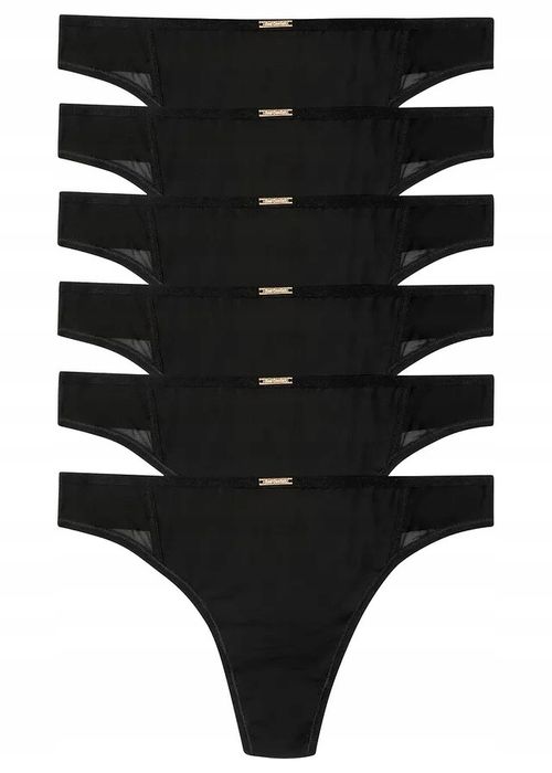 B.P.C 6-pak stringi czarne Feel Comfort z mikrofibry ^36/38