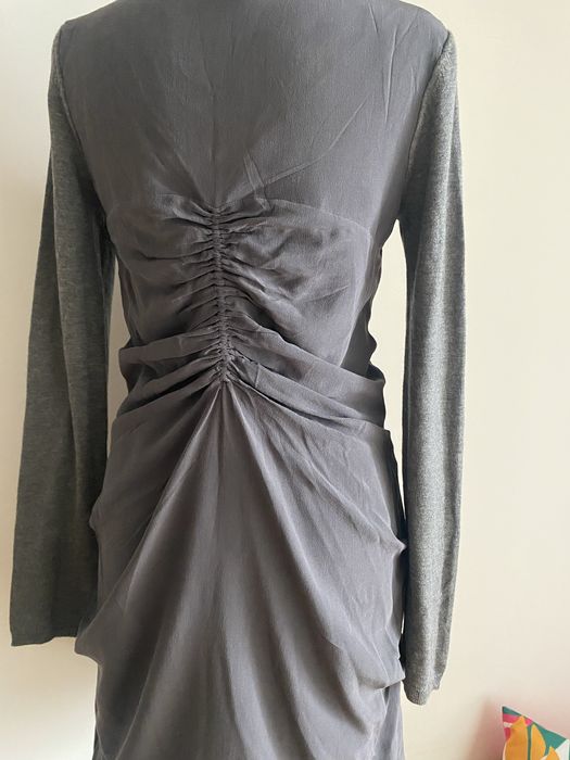 Jedwabna marszczona sukienka z kaszmirem premium