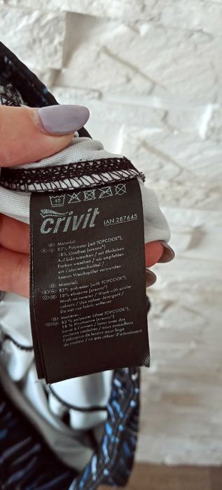 Legginsy sportowe damskie granatowe w paski L/40 Crivit