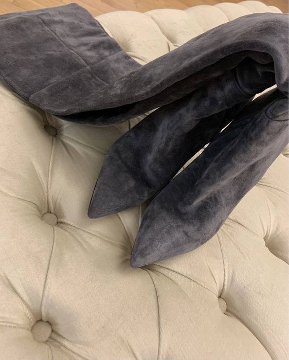 GIANVITO ROSSI piękne długie kozaki , zamsz, szare