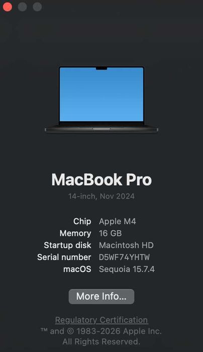 Macbook Pro 14" M4 16GB