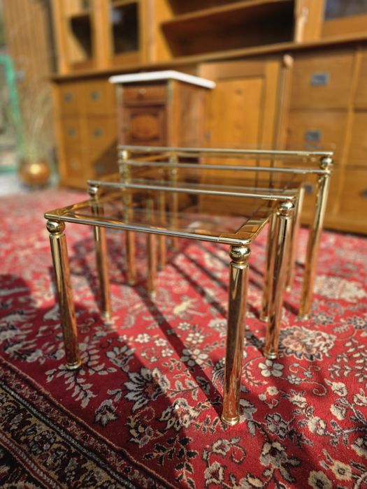 3 x stolik trojak ława mid century Hollywood regency #1999 Węgrów